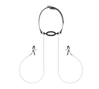 Bedroom Dreams - Silver & Black Mouth Gag and Nipple Clamps