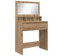 Bedroom Dressing Table Artisan Oak with Drawer and Mirror 80 x 39.6 x 135 cm Wood Composite Makeup Table with Storage Space and Lighting for Cosmetics and Styling in the Bedroom