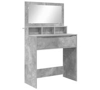 Bedroom Dressing Table Concrete Grey with Drawer and Mirror 80 x 39.6 x 135 cm Wood Composite Makeup Table with Storage Space for Bedroom and Bathroom