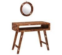 Bedroom Dressing Tables with Shelf Wall-mounted with Storage with Mirror Solid reclaimed wood Berkfield Home Brown One Size