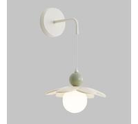 Bedroom French Resin Light with 30cm Hanging Wire, Milky White Globe Glass Lampshade Lamps for Bedside Living Room Cream Wall Lighting, G9 Socket