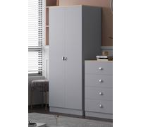 Bedroom Furniture Set 3 Piece Matt Grey & Oak FWStyle Grey One Size