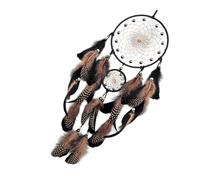 Bedroom handmade dream catcher hangs ornaments with feathered tassels and shines with dark beads for home aesthetics