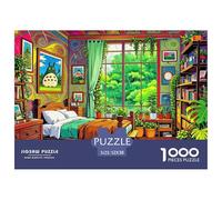 Bedroom Jigsaw Puzzles Puzzle for Adults Kids. 1000 Piece Totoro Themed Decor Impossible Challenge Toy Educational Game Home Decoration for Adults& Kids Age 14 Years Up 52x38cm/1000pcs
