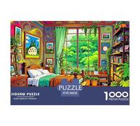 Bedroom Jigsaw Puzzles Puzzle for Adults Kids. 1000 Piece Totoro Themed Decor Whimsical Challenge Toy Educational Game Home Decoration for Educational Games Gifts 38x26cm/1000pcs