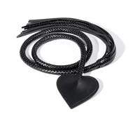 Bedroom Leather Heart-Shaped Tassel Long Whip Riding Training Outdoor Sports Horsewhip-ukhlB16 (Black)