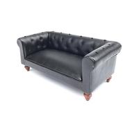 Bedroom Leather Sofa Dark Sofa Miniature Furniture Model Dollhouses Couch Accessory Realistic Playset 1:12