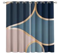 Bedroom Living Room Blackout Eyelet Curtains 234X230Cm 3D Blue Pink Geometric Art Pattern Kids Children Boys Girls Nursery Ring Top Window Treatments Soft Thermal Insulated Energy Saving 2 Panels