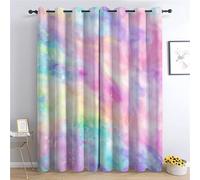 Bedroom Living Room Blackout Window Curtain 72x84 in, Dreamy Rainbow Tie Dye Curtains Colorful Bring Grommet-Thermal Insulated Dust-Proof, Anti-Fade Curtain, for Children's Room