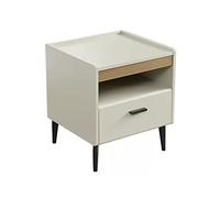 Bedroom Nightstand with 1 Drawer and Open Storage Bedside Table Golden Handle Base for Bedroom, The Living Room, White Storage