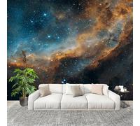 Bedroom No Overlap Wallpaper Mural 200X140 cm Universe Nebula Astronomy Non-Woven Premium Photo Wallpaper Peel and Stick Blue Non-self-Adhesive Home Room Decoration Wall Stickers