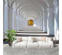 Bedroom No Overlap Wallpaper Mural 350X256 cm Geometry Architecture Connecting Corridor Non-Woven Premium Photo Wallpaper Peel and Stick White Non-self-Adhesive Home Room Decoration Wall Stickers