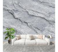 Bedroom No Overlap Wallpaper Mural 400X280 cm 3D Modern Marble Stone Texture Non-Woven Premium Photo Wallpaper Peel and Stick Grayish White Non-self-Adhesive Home Room Decoration Wall Stickers