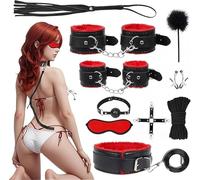 Bedroom Restraints Kit Sex Toys 10 Pcs BDSM Kits Extreme Eroyic Sex Toys SM Bondage Set Hand Cuffs Nipple Clamps Flogger Ball Gag Blindfold Rope Spanking Paddle Sex Games Toys for Couples