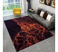Bedroom Rug, 3D Visual Creative Mysterious Volcano Lava Pattern, Non-slip Soft Flannel Pad, Living Room Carpet, Suitable for Teen Playroom, Cool Flame Decoration (Color 7,120x160cm)