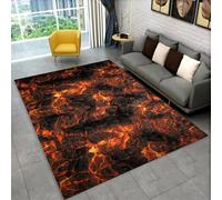 Bedroom Rug, 3D Visual Creative Mysterious Volcano Lava Pattern, Non-slip Soft Flannel Pad, Living Room Carpet, Suitable for Teen Playroom, Cool Flame Decoration (Color 4,100x150cm)