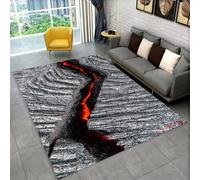 Bedroom Rug, 3D Visual Creative Mysterious Volcano Lava Pattern, Non-slip Soft Flannel Pad, Living Room Carpet, Suitable for Teen Playroom, Cool Flame Decoration (Color 6,100x120cm)
