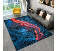 Bedroom Rug, 3D Visual Creative Mysterious Volcano Lava Pattern, Non-slip Soft Flannel Pad, Living Room Carpet, Suitable for Teen Playroom, Cool Flame Decoration (Color 3,160x230cm)
