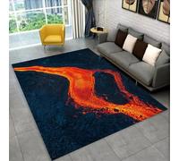 Bedroom Rug, 3D Visual Creative Mysterious Volcano Lava Pattern, Non-slip Soft Flannel Pad, Living Room Carpet, Suitable for Teen Playroom, Cool Flame Decoration (Color 5,50x80cm)