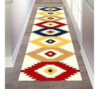 Bedroom Runner Rug, 100x300cm Moroccan Tribal Style Hallway Rug, Soft Non-Slip Home Interior Decoration Rugs, Low Profile Durable Washable Kitchen Dining Sofa Bedside Carpet