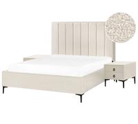 Bedroom Set Boucle SEZANNE 160 x 200 cm (EU King Size) Off-White