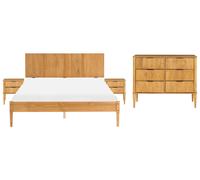 Bedroom Set Pine Wood AMBAZAC 160 x 200 cm (EU King Size) Light Brown