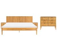 Bedroom Set Pine Wood AMBAZAC 180 x 200 cm (EU Super King) Light Brown