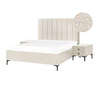 Bedroom Set SEZANNE Boucle Off-White 160 x 200 cm (EU King Size)