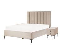 Bedroom Set Velvet SEZANNE 160 x 200 cm (EU King Size) Taupe