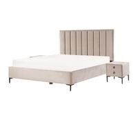 Bedroom Set Velvet SEZANNE 180 x 200 cm (EU Super King) Taupe