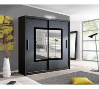 Bedroom Sliding Wardrobe with LED - Modern Mirror Wardrobe-180cm RAC3 Black One Size