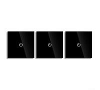 Bedroom Step Switch 12Gang 2way with Sensor and Dual Touch Control in Tempered Glass Panel for Seamless Manual Light Adjustment (Black-1 Gang-3)
