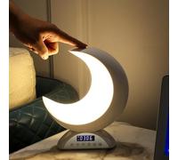 Bedroom Touch Lamp Bedside Moon, Music Alarm Clock, Speaker Night Light, 20 Lighting Colors, Dimmable Night Lamp, USB Table Bedside Light for Kidsroom Living Room