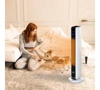 Etna HOMCOM Ceramic Tower Heater with Remote Control, Built-in Timer and Oscillation, White