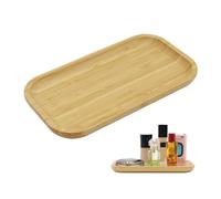 Bedroom Vanity Tray, Rectangle Cosmetic Organizer Tray, Wooden Display Tray, Bamboo Display Tray for Coffee Perfume Soap Towel Jewelry Makeup Dish Home Decor (S)
