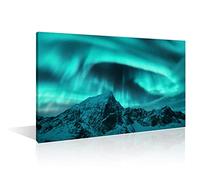 Bedroom Wall Art Aurora Borealis Wall Decorations for Living Room Lofoten islands Norway Canvas Wall Art 1 Piece Northern Lights Wall Painting Modern Artwork Framed Ready to Hang (12"Wx18"H)