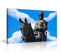 Bedroom Wall Decor Equestrian Statue of Robert the Bruce Wall Art The Battle of Bannockburn Home Decor England Wall Decorations for Living Room Bedroom Decor 1 Piece Framed Ready to Hang(16''Wx 24''H)