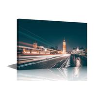 Bedroom Wall Decor London United Kingdom Wall Art Big Ben and Westminster Bridge Home Decor London Wall Decorations for Living Room Bedroom Decor 1 Piece Artwork Framed Ready to Hang (16''Wx 24''H)