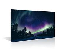 Bedroom Wall Decor Northern Lights Wall Art Aurora Borealis Home Decor Winter Finland Lapland Wall Decorations for Living Room Aurora Bedroom Decor Modern 1 Piece Framed Ready to Hang (24"Wx36"H)