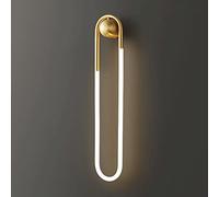 Bedroom Wall Lights, Copper Long Ring Wall Light, Linear Brass Wall Lamp with Acrylic Tube, Modern LED Wall Lights, Bedside Wall Sconce, Simple Ultra-Thin Wall Lamps Compatible with Bedroom, Corrido