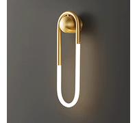 Bedroom Wall Lights, Copper Long Ring Wall Light, Linear Brass Wall Lamp with Acrylic Tube, Modern LED Wall Lights, Bedside Wall Sconce, Simple Ultra-Thin Wall Lamps Compatible with Bedroom, Corrido