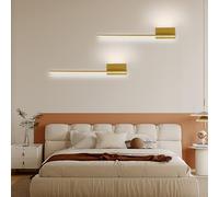 Bedroom Wall Lights, LED Minimalist Long Wall Light 3000K/4000K/6000K Nordic Indoor Wall Sconce 3 Color Temperature Wall Lamp Iron Silicone Modern Decoration Wall Light Bedroom Living Room