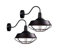 Bedroom wall lights, Wall Sconces, 2 Pack Dimmable Industrial V-intage Wall Light with Mesh, Led Remote Control Battery Run Cordless Lamp Not Hardwired Black Wall Sconce Compatible