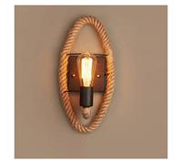 Bedroom wall lights, Wall Sconces, Hemp Rope Oval Sconce Retro Creative Personality Bedroom Restaurant Corridor Bar Cafe Wall Lamp Entrance Staise Lantern Modern chandeliers
