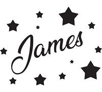 Bedroom Wall Sticker - Kids Custom Name + Stars - Personalised Vinyl Art Decal - Many Colours