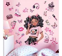 Bedroom Wall Stickers for Black Girls: Peel and Stick Fashion African American Butterfly Wall Decals - Wall Decor Art Kids Supplies Ages 1-12 Year