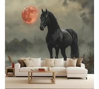 Bedroom Wallpaper 200x140cm Dark Horse Fresco Photo Wallpaper Mysterious Natural Forces 3D Optical Effect Optical Illusion Wall Decorative Wall Art Modern Photomurals Bubble-Free Scratch-Resistant