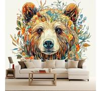Bedroom Wallpaper 300x210cm Bear arthouse Photo Wallpaper Oil Painting Series Quick Wall Decoration DIY Creative Wall Cover Headboard Mural Living Room Bedroom Easy to Apply
