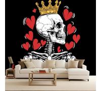 Bedroom Wallpaper 300x210cm Dark Skull arthouse Photo Wallpaper Power and Noble Series Quick Wall Decoration DIY Creative Wall Cover Headboard Mural Living Room Bedroom Easy to Apply