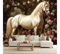 Bedroom Wallpaper 300x210cm Mysterious and Cold Horse arthouse Photo Wallpaper Farm Animal Series Quick Wall Decoration DIY Creative Wall Cover Headboard Mural Living Room Bedroom Easy to Apply